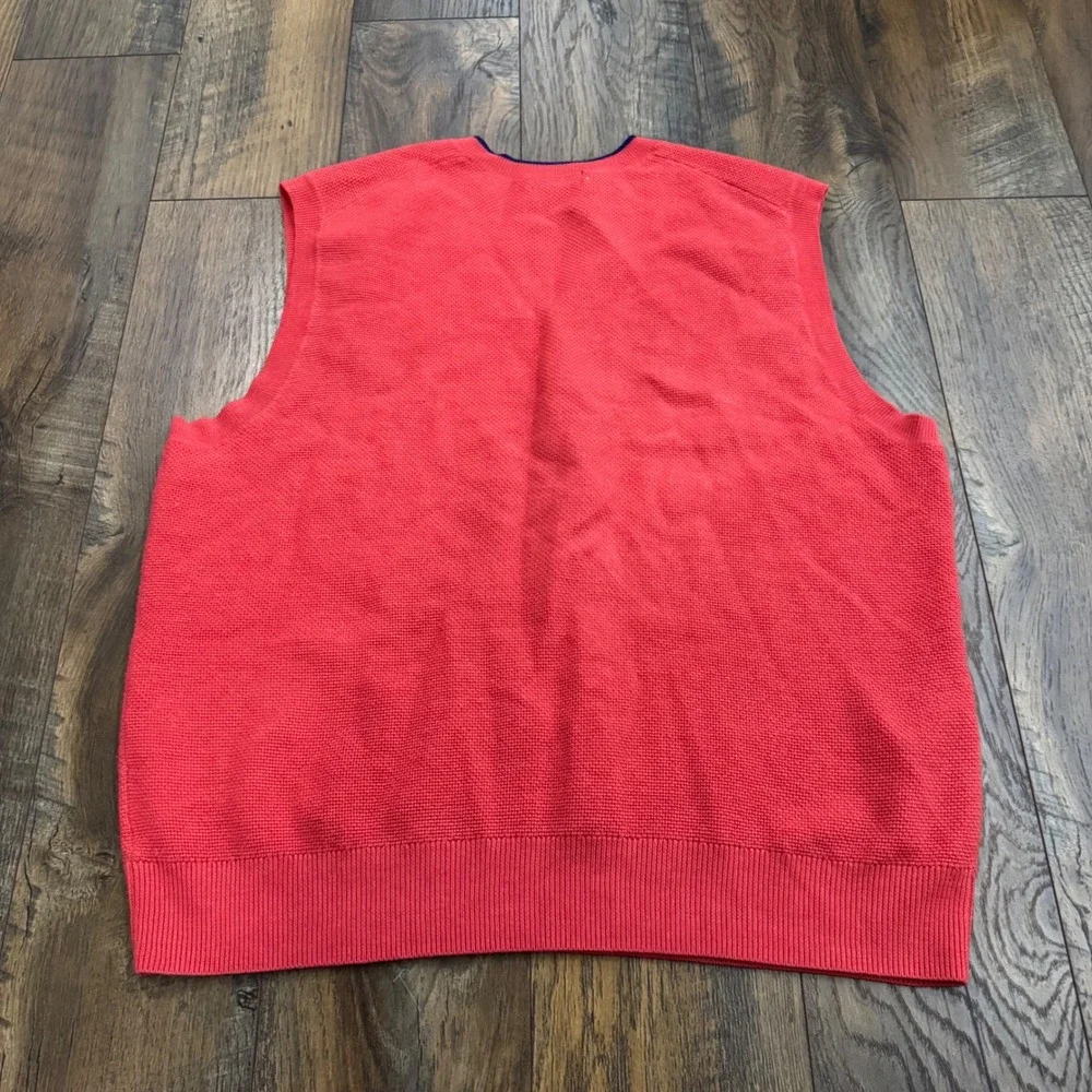 Brooks Brothers 346‎ Mens XL Extra Fine Merino Wool V-Neck Sweater Vest Coral